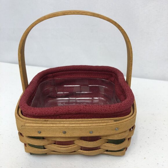2003 Longaberger Holiday Helper Basket w/Handle, Protector, Fabric Liner Vintage - Picture 5 of 9